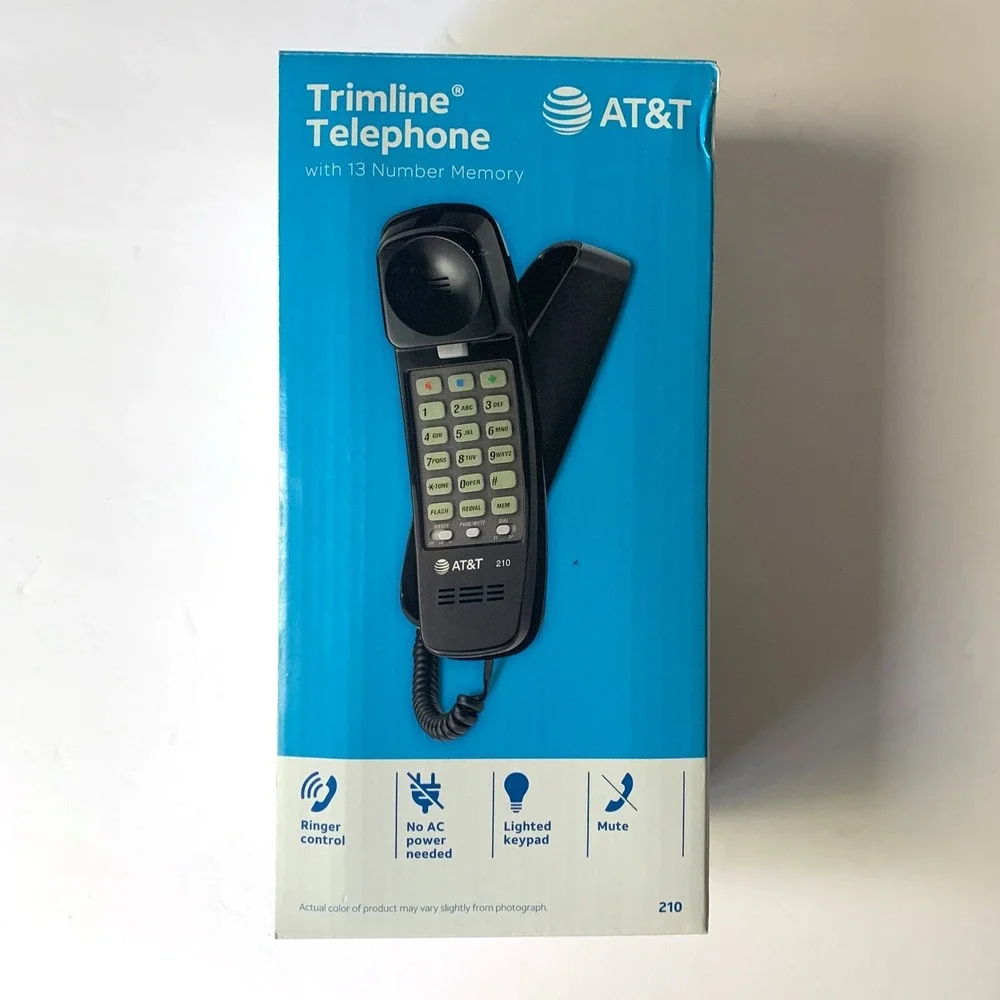 AT&T 210 Black Trimline Telephone w/13 Number Memory Additional Features w/ Box‎ - Picture 4 of 13